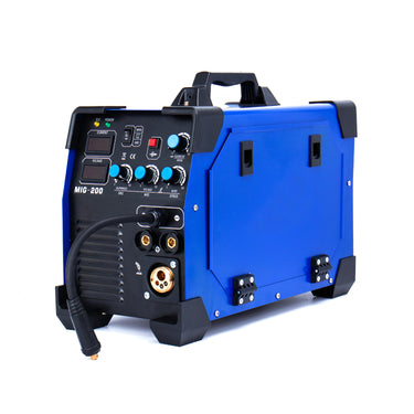 MIG-200C MIG Welder Inverter 200A | Dual Voltage 110V/220V | Gas/Gasless Welding | IGBT Technology | Includes MIG Torch, Ground Clamp, Electrode Holder & Gas Hose | Professional and Home Welding Machine